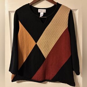 Alfred Dunner Black Sweater with Gold Bead Accent